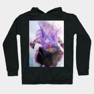 Iris Watercolor Painting - Purple and Black Hoodie